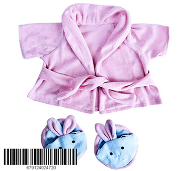 Epoch Air Pink Bathrobe with Bunny Slippers Teddy Bear Clothes Outfit Fits Most 14