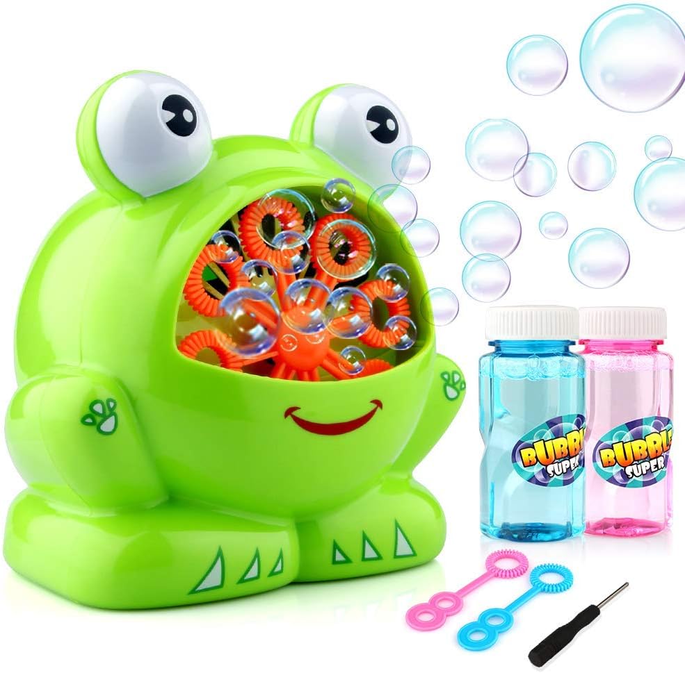 EpochAir Bubble Machine, Bubble Maker with 2 Bottles of Solutions Mini Screwdriver High Output Bubbles Indoor Outdoor Toys Garden Games for Boys Girls Kids