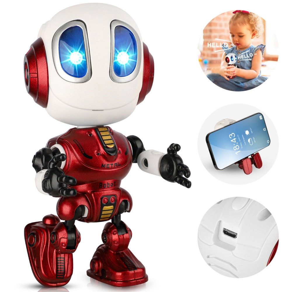 MAKING YOUR OWN POTTERY Robots for Kids Rechargeable Talking Robot Interactive Toy Repeats Your Voice Travel Toys with Portable Metal Body and Flashing Lights Robot Gifts for Boys and Girls